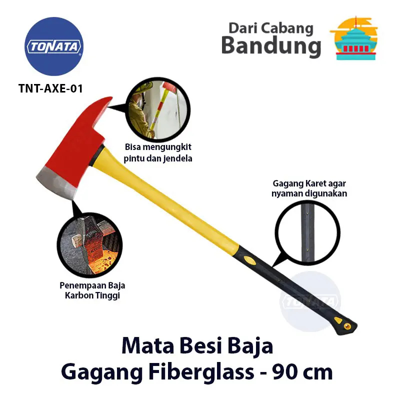 Kapak Pemadam Gagang Fiberglass 90 cm / Kapak Damkar / Fire Axe 6 mm