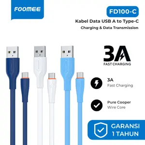 Kabel Data Foomee FD100,Kabel Data TYPE-C/LIGHTNING/MICRO FAST CHARGING 1M