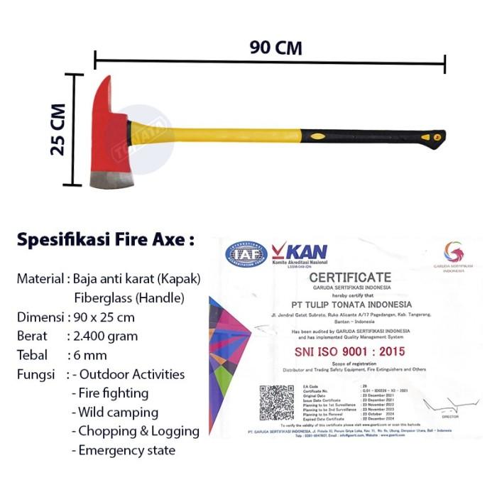 Kapak Pemadam Gagang Fiberglass 90 cm / Kapak Damkar / Fire Axe 6 mm 1