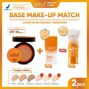 [BUY 1 GET 2] SALSA Base Makeup Match - Cover Me BB Cushion dan Sunscreen Moisturizer SPF30+ SPF45+|Makeup Wajah|Skincare|Perlindungan Kulit dari Sinar Matahari dan UV|Skin Prep | Sunscreens