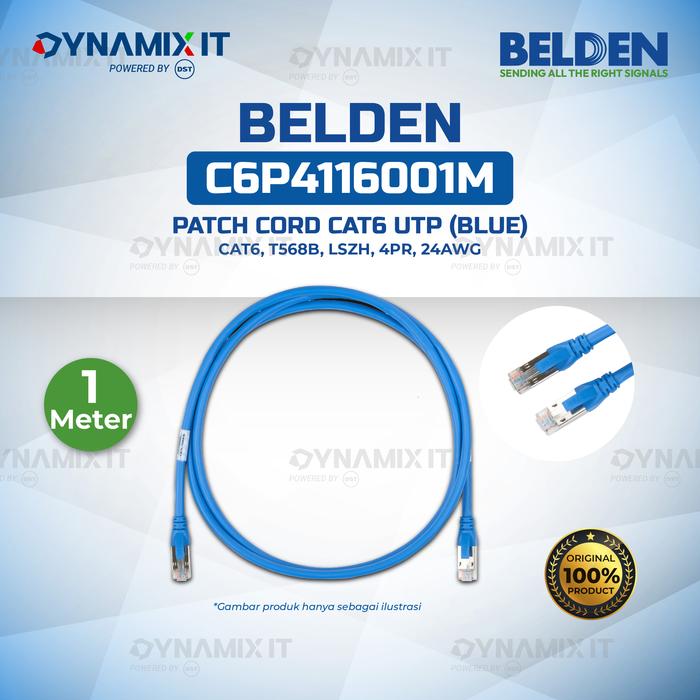 Gambar Belden C6P4116001M Patch Cord Cat.6 UTP Stranded LSZH Blue - 1 meter dari DYNAMIX IT Kota Surabaya Tokopedia