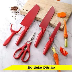 [ Homemi ] 5 In 1 Premium Kitchen Knife / Pisau Dapur 5 In 1 Alat Masak Dapur