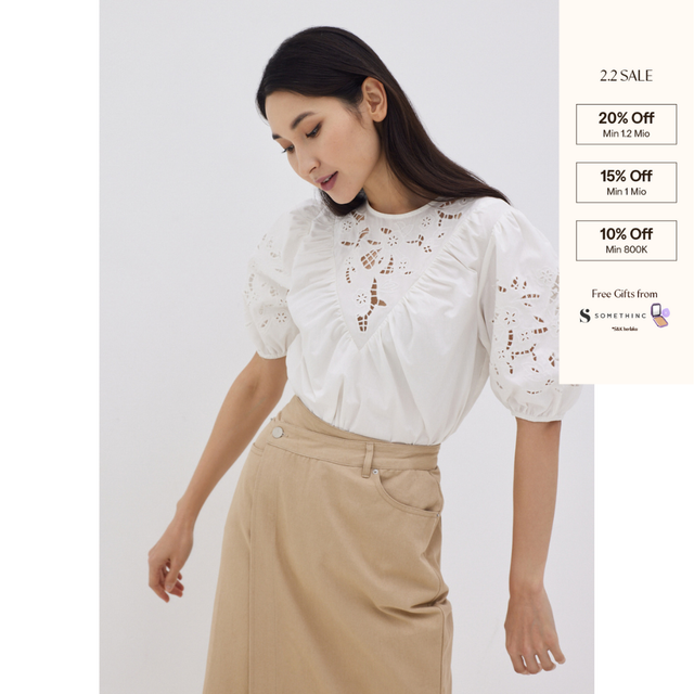 Gambar Love, Bonito - Atasan Wanita - Kimora Broderie Puff Sleeve Top - White dari Love, Bonito ID Kab. Bekasi Tokopedia