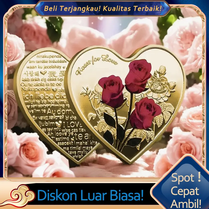 Model Koin Keberuntungan Berbentuk Hati Mawar Cinta Makna Koleksi Kerajinan Koin Peringatan Hadiah