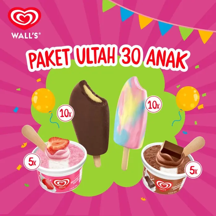 Paket Ulang Tahun 30 Anak - Es Krim / Ice Cream Wall's
