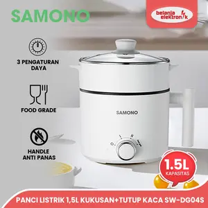 SAMONO PANCI LISTRIK MULTI COOKER 1,5L KUKUSAN + TUTUP KACA SW-DG04S
