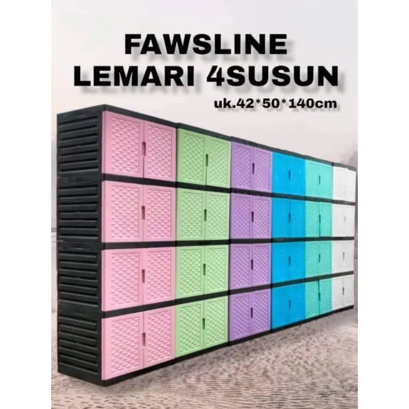 LEMARI PLASTIK 4 SUSUN/LEMARI BAJU/LEMARI PLASTIK JUMBO/LEMARI PAKAIAN PLASTIK/lemari plastik/FAWSLINE Terlaris. 0