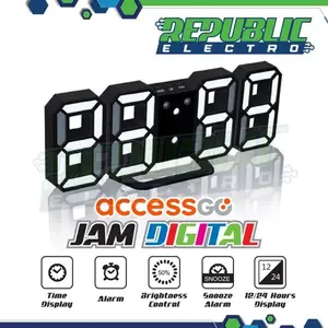 Jam Digital 3D Alarm Dinding Bisa Cek Suhu Temperatur ACCESSGO LED DIGITAL CLOCK Jam Meja Dinding Estetik PREMIUM - RepublikElektro
