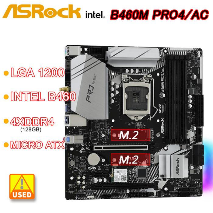 中古]ASRock B460M Pro4 CPU(Core i3 10100F)・16GBのDDR4メモリつき