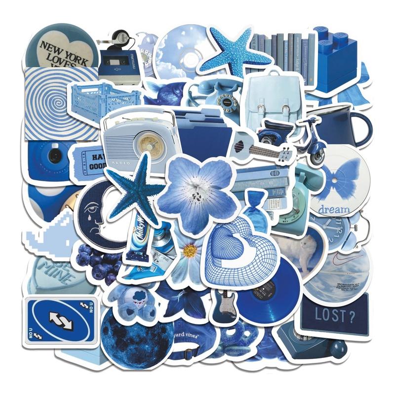 Sticker Blue Tech COD 50 Pcs Stiker INS style blue Lucu Anti Air Untuk Dekorasi Notebook ...