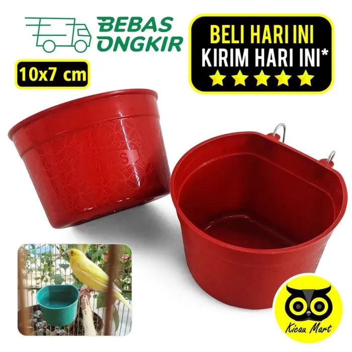 CEPUK CANGKIR PLASTIK KECIL WADAH TEMPAT MAKANAN PAKAN MINUM BURUNG