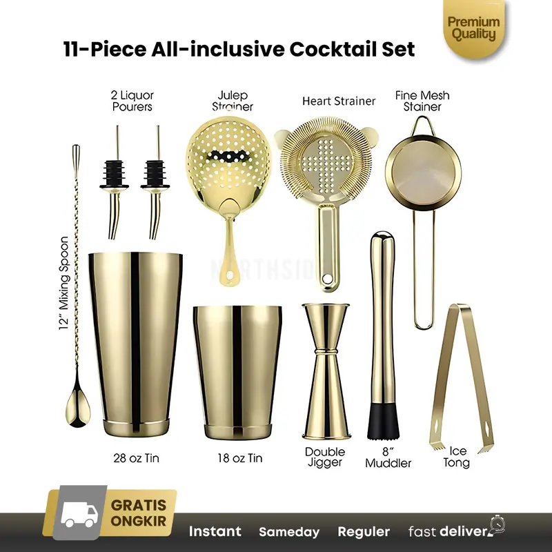 Boston coktail shaker set jigger strainer muddler tongs cocktail spoon wooden base 2