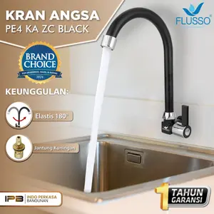 FLUSSO Kran Angsa | Kran Dapur | Kran Cuci Piring Drat Tembok | KRAN PE4 KA ZC BLACK | 857