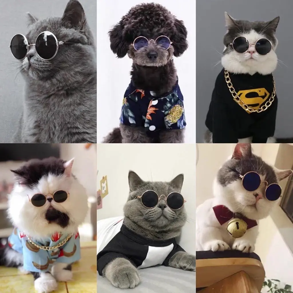 Kacamata Kucing Peliharaan 6577 Kaca Mata Lucu Anjing Anabul Hitam Fashion Hewan Anti UV Lucu Aksesoris
