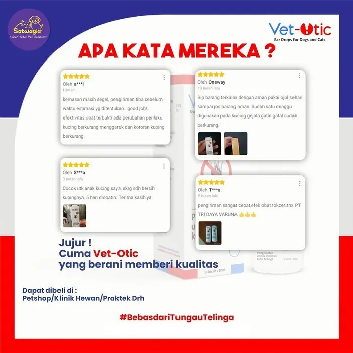 Obat Tetes Telinga Hewan Kucing Anjing anti kutu jamur Vet Otic 3