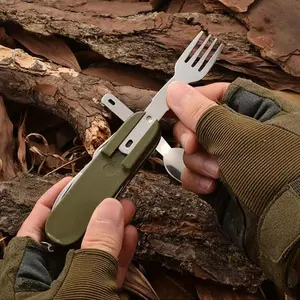 Sendok Garpu Pisau 7in1 EDC Army Military Camping Tools Pocket Multifungsi Survival