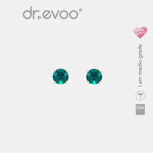 dr.evoo Anting Anti Alergi - Birthstones Emerald 5mm GP