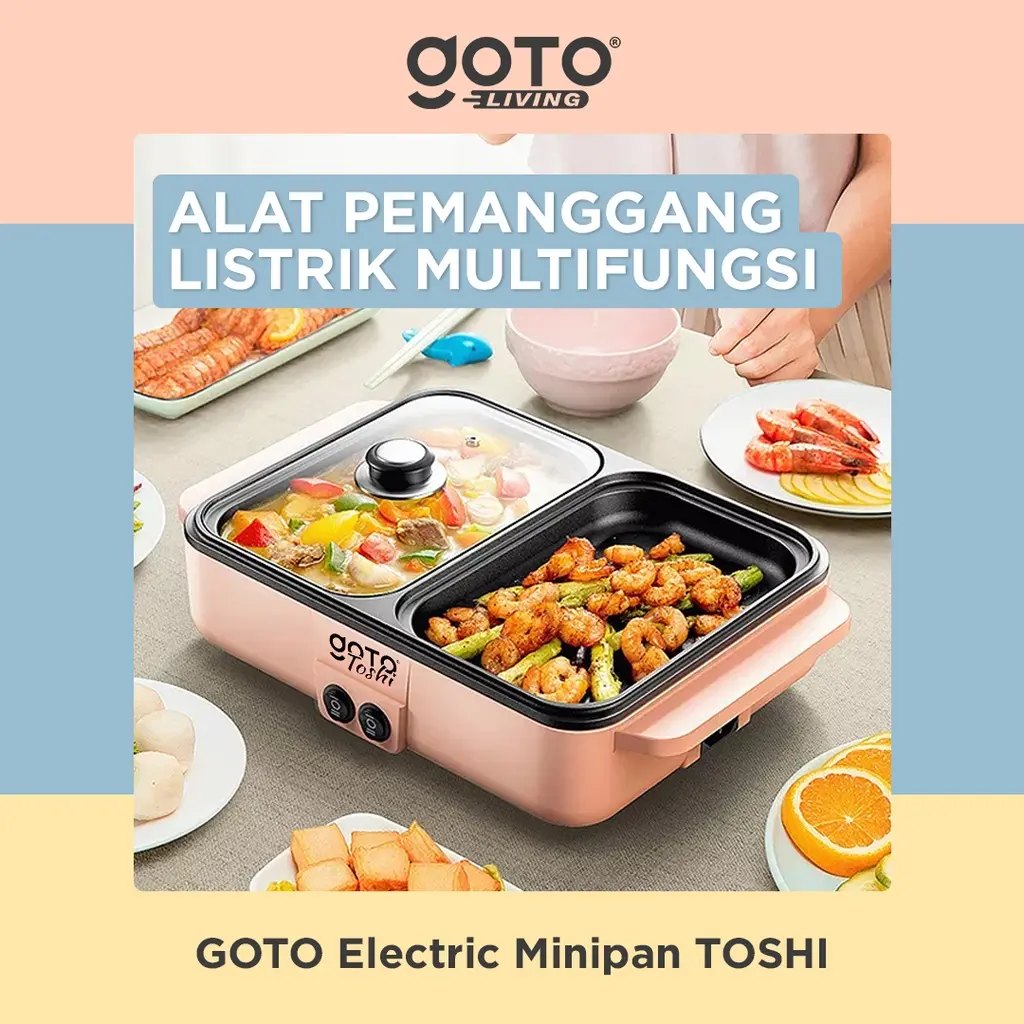 Goto Toshi nan Electric Hotpot Alat Panggangan Grill Pan BBQ 2in1
