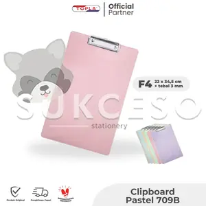 TOPLA Clipboard F4 709 B - Papan Dada Plastik Tebal Warna Pastel Lucu Murah