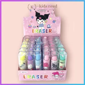 Kidsneed (1box=36pcs) Penghapus Pensil Model Lipstik Beauty Lucu Imut / Stick Lipstik Karakter / Eraser Bentuk Lipstik Beauty Warna Warni