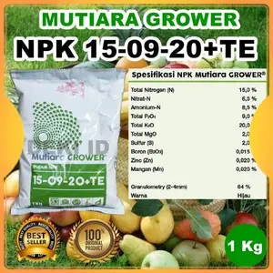 Pupuk NPK Mutiara Grower 15 09 20 TE Meroke 1 Kg Kemasan Pabrik