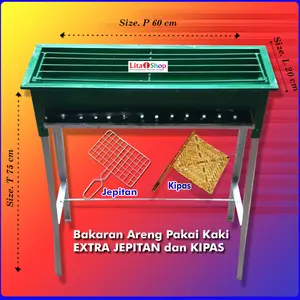 Bakaran Panggangan Arang 60x20x72 Galvalum Ijo Tebal+Jepitan+Kipas