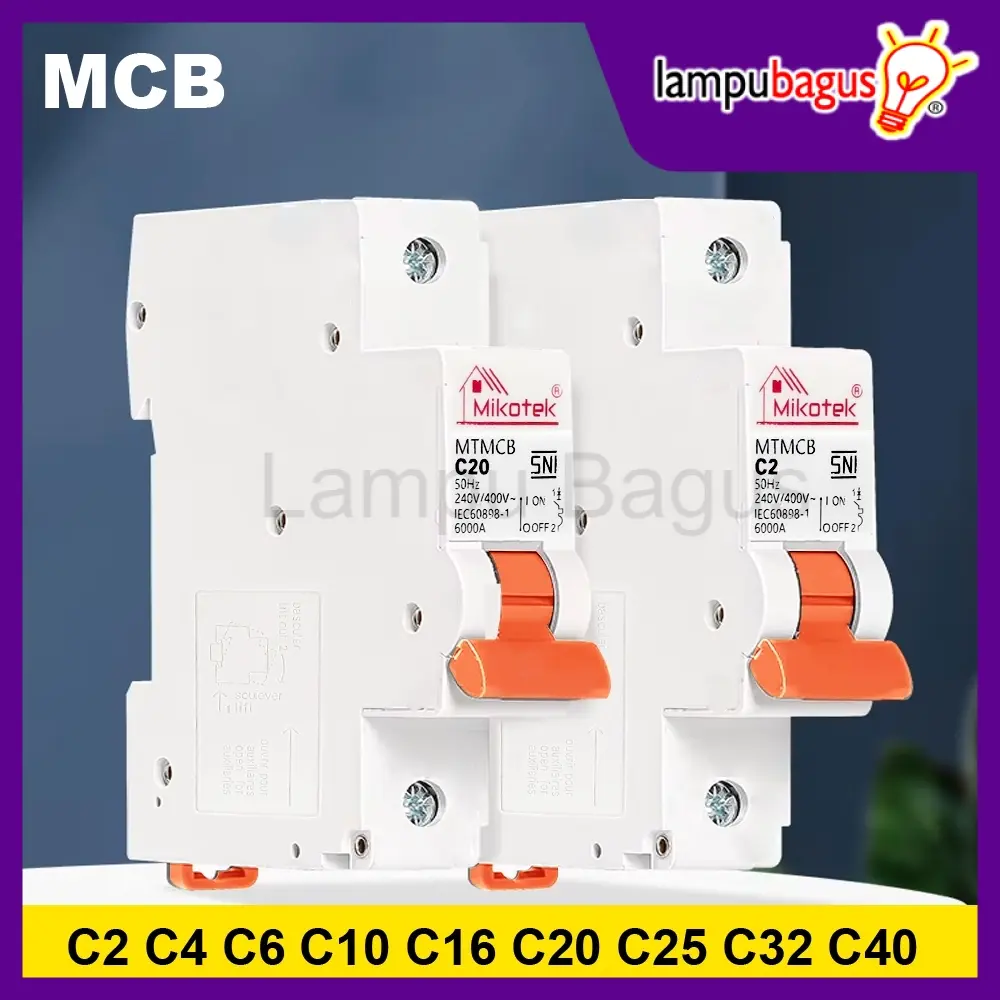 MCB 1 Phase 2A 4A 6A 10A 16A 20A 25A 32A 40A Terminal Listrik 1 Group Original