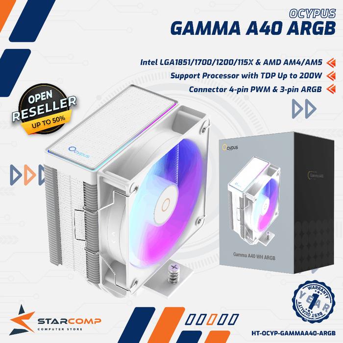 Gambar Ocypus Gamma A40 ARGB White CPU Cooler 4 Heatpipes Support Intel AMD dari Starcomp Purwokerto Kab. Banyumas Tokopedia