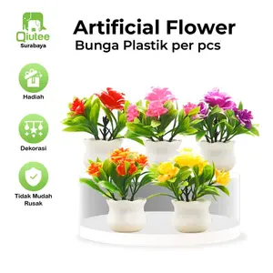Bunga Plastik Mawar Pot Hias Bunga Artificial Varian Mawar Untuk Memperindah Kantor Taman Desktop Ornamen Dekorasi Bunga Buatan Dalam Rumah untuk Dekorasi Rumah Flower Bonsai