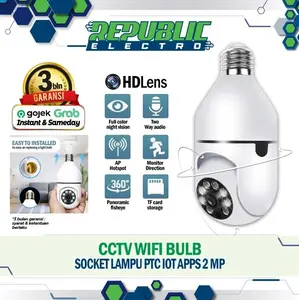 CCTV BULB WIFI SOCKET LAMPU PTC IOT APPS 2 MP