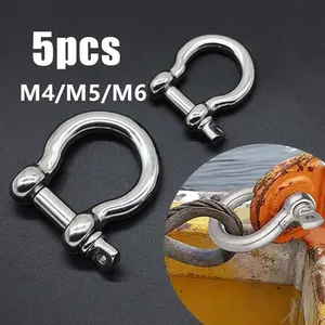5 Pcs M4/M5/M6 Bow Shackle Sekrup Pin Bow Shackle Bow Shackle Ring Omega Aksesoris Gelang Ring D Pin Sekrup Busur Shackle