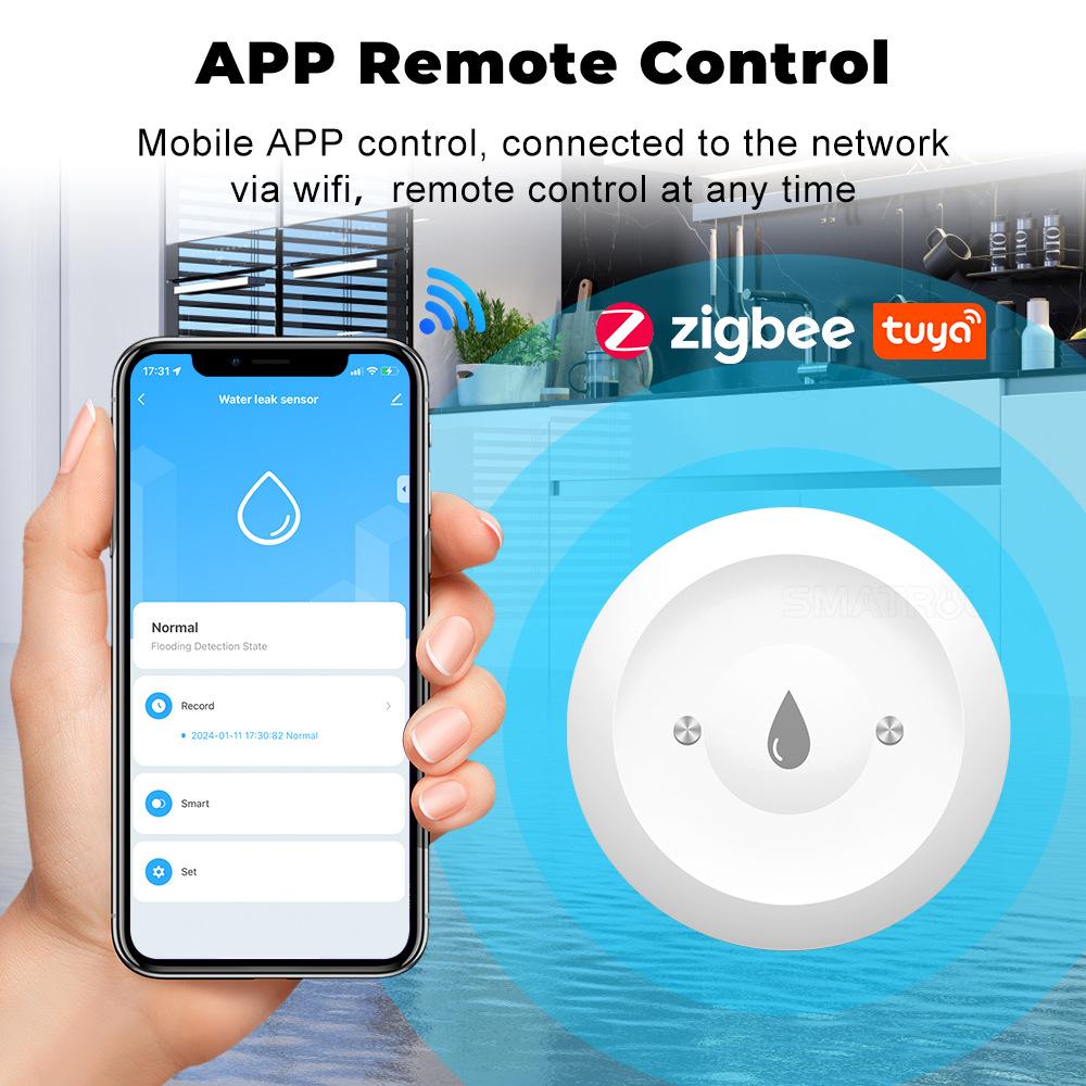Smart Home ZigBee Water Leak Detector Tuya App Control Security Alarm Wireless Water Leakage Sensor