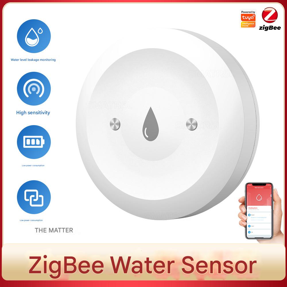 Smart Home ZigBee Water Leak Detector Tuya App Control Security Alarm Wireless Water Leakage Sensor