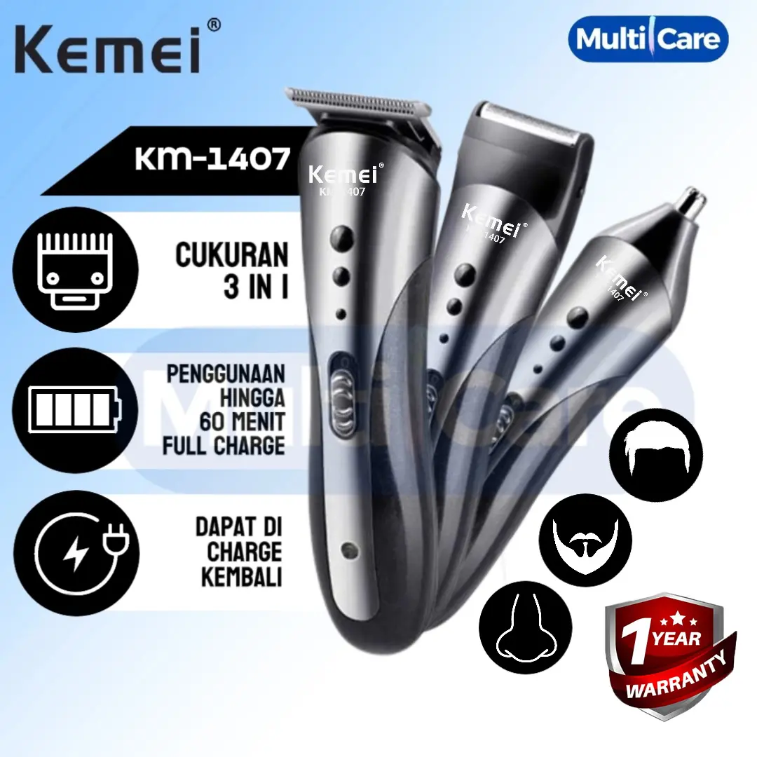KEMEI 1407 hair clipper alat cukur rambut kumis jenggot charge