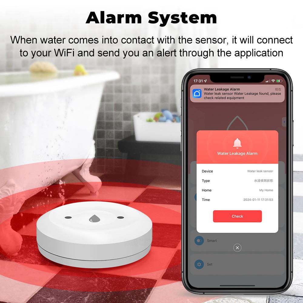 Smart Home ZigBee Water Leak Detector Tuya App Control Security Alarm Wireless Water Leakage Sensor