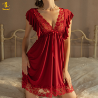 Gambar TINO TINO Dress Sexy Lingerie D133 Ruffle Flower Lace Back Ribbon Adjustable Bahan Polyester Premium/Dress Set Renda Lingerie - Black dari Tino Tino_NEW Kota Tangerang 3 Tokopedia