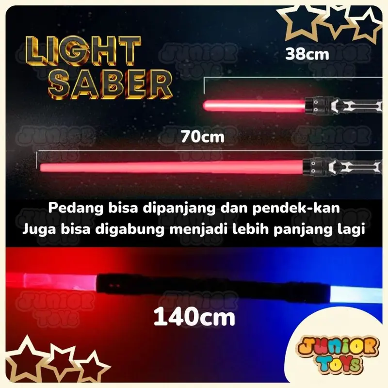 Mainan Pedang LightSaber Replika Star Wars 2in1 Bisa Disambung Nyala Lampu Sword Toys 1