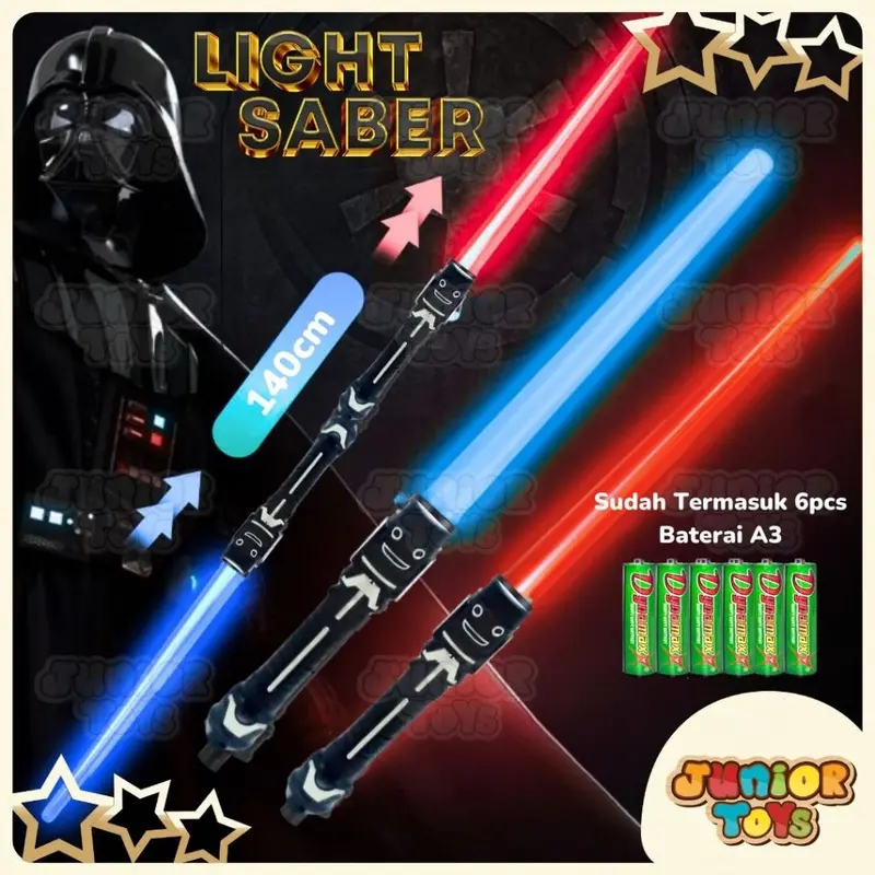 Mainan Pedang LightSaber Replika Star Wars 2in1 Bisa Disambung Nyala Lampu Sword Toys 0