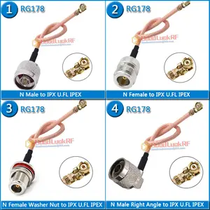 IPX U.FL IPEX Female to L16 N Male Female Washer Nut Right Angle 90 Degree Pigtail Jumper RG178 extend Cable RF Connector