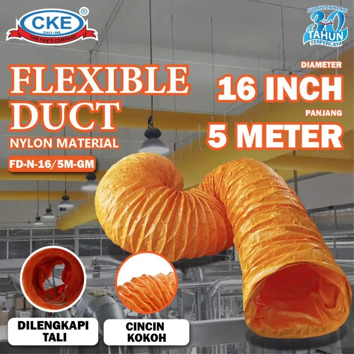 CKE Selang Portable Blower Ventilator 16 Inch Flexible Duct Hose Exhaust Nylon 16 Selang Fleksible Ducting 5M / 10M