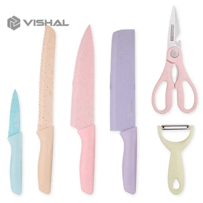 6IN1 Pisau Set EVCRIERH Stainless Dilapis Anti Lengket/Peralatan Masak