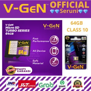(SERUNI)MICROSD V-GEN TURBO Class10 32/64/128/256GB 100MBPS NA - TURBO-64GB