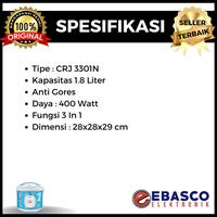 Gambar COSMOS Rice Cooker CRJ 3301 Kapasitas 1,8 Liter Panci Anti Lengket Bergaransi Resmi dari Ebasco Elektronik Kab. Bandung Barat 2 Tokopedia