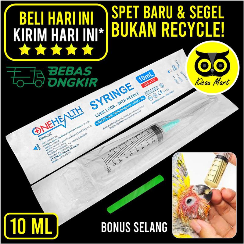Spuit suntikan lolohan anakan piyik burung unggas 10ml plus selang 0