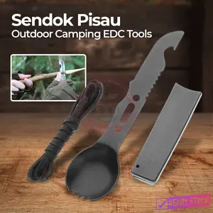 Sendok Pisau Portable Multifungsi Outdoor Camping EDC Survival Tool Kit