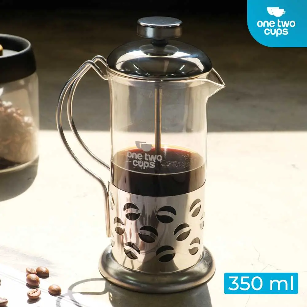 press Teko Kopi teh susu One Two Cups French Press Coffee Maker Pot 350ml - KG72I Stainless Steel Alat Plastik Kaca