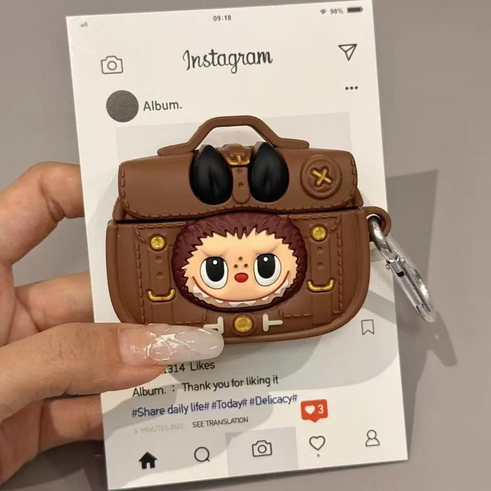 Cartoon Labu Silicone Protective Case for AirPods 4 – Anti-Fall, Soft Shell Bluetooth Headset Cover