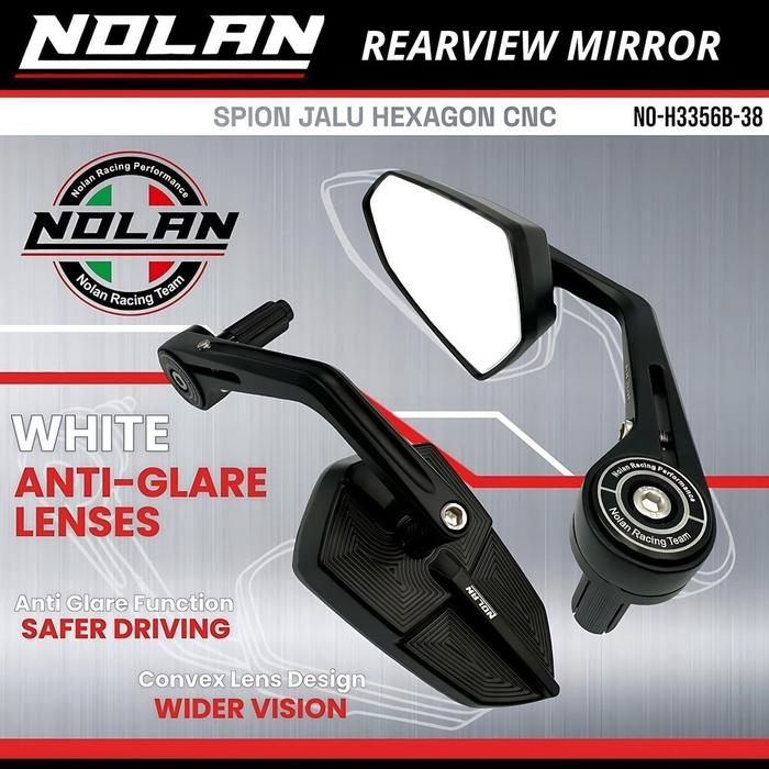 Gambar NOLAN Spion Jalu Hexagon H3356B-38 Kaca Putih Bahan Full Aluminium Alloy Universal Motor dari Nolan Motoparts Store Kota Administrasi Jakarta Barat Tokopedia