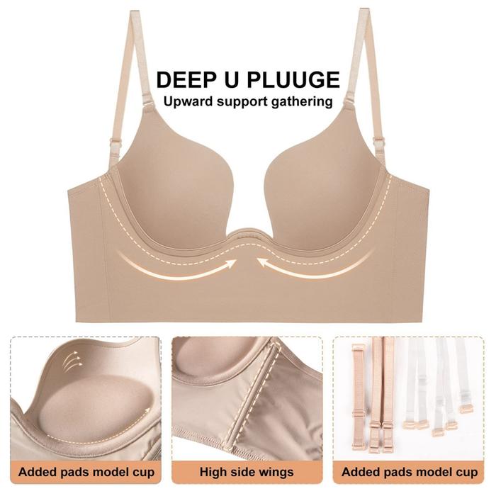 Jual Women Invisible Bra Deep U Plunge Bras Backless Top for Dresses Sexy  Lingerie with Transparent Strap Push Up Strapless Underwear - Kab.  Tangerang - Sentry Store12 | Tokopedia