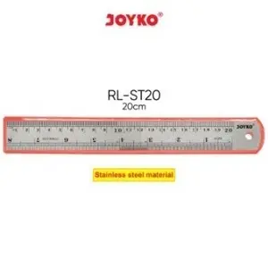 PENGGARIS BESI JOYKO STAINLESS STEEL RULER 20 CM KUAT ALAT SEKOLAH